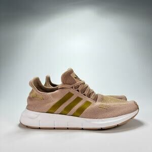 Adidas Swift Run Shoes Sneakers Beige Gold Knit Athletic AC8538 Youth Size 7